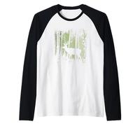 Crepuscolo Crepuscolo Foresta Bosco Cervo Rosso Silhouette Maglia con Maniche Raglan