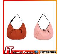 Crescent Bag Women Ruched Shoulder Bag Canvas Travel Commuter Bag (Orange)