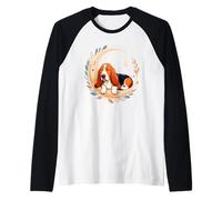 Crescent Moon Basset Hound Hush Puppy Dog Maglia con Maniche Raglan