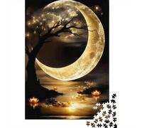 Crescent Moon Night 1000 Pezzi Cartone Resistente Set Di Puzzle Jigsaw Collettori Gioco Impegnativo Decompressione Regali 52x38cm/1000pcs