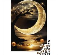 Crescent Moon Night Set Da 1000 Pezzi Carta Riciclata Puzzle Per Adulti Appassionati Di Puzzle Per Adulti Facile Da Conservare Stimolante E Divertente 52x38cm/1000pcs