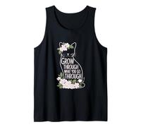 Crescere Attraverso ciò Che Si Passa Attraverso Il Gatto Floreale Canotta