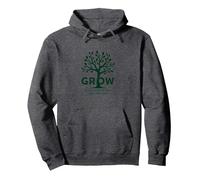 Crescere Attraverso ciò Che Si Passa Attraverso L'Albero ispiratore Felpa con Cappuccio, Unisex per Adulti, Grigio Scuro, XL