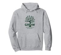 Crescere Attraverso ciò Che Si Passa Attraverso L'Albero ispiratore Felpa con Cappuccio, Unisex per Adulti, Grigio Melange, M
