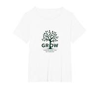 Crescere Attraverso ciò Che Si Passa Attraverso L'Albero ispiratore Maglietta, Donna Plus-Size, Bianco, 3X