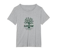 Crescere Attraverso ciò Che Si Passa Attraverso L'Albero ispiratore Maglietta, Donna Plus-Size, Grigio Melange, 3X