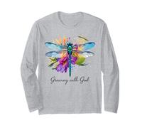 Crescere con Dio Floral Dragonfly Christian Maglia a Manica