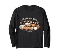 Crescere in Grace Zucche Autunno Ringraziamento Cristiano Religioso Maglia a Manica