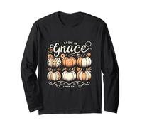 Crescere in Grace Zucche Autunno Ringraziamento Cristiano Religioso Maglia a Manica