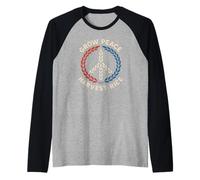 Crescere la Pace Raccolta Riso Tailandia Cambogia Conflitto di Confine Maglia con Maniche Raglan