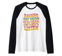 Crescere mia Madre è così Difficile Che Non Ascolta Famiglia Groovy Maglia con Maniche Raglan