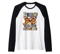 Crescere pensieri positivi Monarch Butterfly Collage Maglia con Maniche Raglan