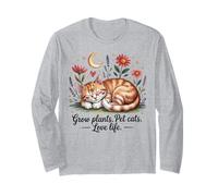 Crescere Piante Pet Cats Love Life Carino Giardinaggio Amante Gatto Maglia a Manica