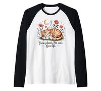 Crescere Piante Pet Cats Love Life Carino Giardinaggio Amante Gatto Maglia con Maniche Raglan