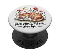 Crescere Piante Pet Cats Love Life Carino Giardinaggio Amante Gatto PopSockets PopGrip Adesivo