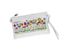 ''Crescere'' Pochette Donna in Ecopelle Personalizzata con Nome Bianca o Nera stampa Diretta Alta Qualità Idea Regalo Maestra Natale Fine Anno Ringraziamento Compleanno Made in Italy 25x16cm gr10