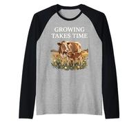 Crescere Prende Tempo Mucca Vitello cottagecore Design Maglia con Maniche Raglan
