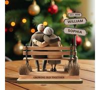 Crescere vecchio insieme dale,Coppia di Babbo Natale personalizzata crescente vecchio ornamento da scrivania acrilico,Ornamento di Natale di Babbo Natale personalizzato, per coppie (B)