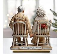 Crescere vecchio insieme dale,Personalizzato Santa Coppia Crescente Vecchio Acrilico Desk Ornament,Personalizzato Coppia Santa Natale Ornamento, per Coppie (A)