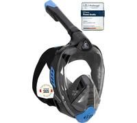 CRESSI Bali Full Face Mask Black/Blue L/XL-Maschera Snorkeling Integrale Unisex, Lente Ultra Chiara Anti Fog, 100% Silicone, Snorkel Dry con Valvole Sicurezza, Supporto Action Cam, Nero/Blu, L/XL