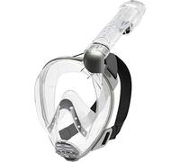 Cressi Baron Full Face Mask, Maschera Snorkeling Integrale Anti Fog Facciale Comfort Valvola Scarico E Dry Unisex Adulto, Trasparente/Argento, M L