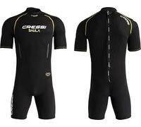 CRESSI Baula Man Shorty Wetsuit Black/Yellow 2,5mm L - Muta Shorty in Neoprene Bifoderato 2.5 mm High Stretch, Ideale per Immersioni e Snorkeling in Acque Temperate, Man Nero/Giallo, L
