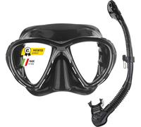 CRESSI Big Eyes Evolution Mask & Alpha Ultra Dry Snorkel - Set Combina Nero/Nero