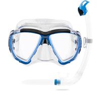CRESSI Big Eyes + Seal Dry Combo Clear/Azure - Combo Set per Adulti Maschera Big Eyes e Innovativo Snorkel Seal Dry, Ideale per Immersioni e Snorkeling, Trasparente/Azzurro, Taglia Unica