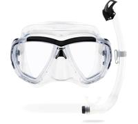 CRESSI Big Eyes + Seal Dry Combo Clear/Black - Combo Set per Adulti Maschera Big Eyes e Innovativo Snorkel Seal Dry, Ideale per Immersioni e Snorkeling, Trasparente/Nero, Taglia Unica