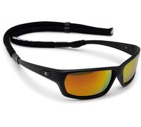 Cressi Bill Sunglasses W/Lace Occhiali, Nero/Lenti Specchiate Arancio, Standard Unisex-Adulto