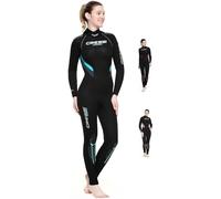 Cressi Castoro Lady Monopiece Wetsuit, Muta Subacquea Donna in Neoprene High Stretch 7 mm, Nero/Acquamarina/Grigio, M