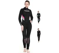 Cressi Castoro Lady Monopiece Wetsuit, Muta Subacquea Donna in Neoprene High Stretch, Nero/Rosa/Grigio 5 mm, XS/1