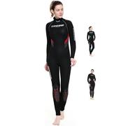 Cressi Castoro Lady Monopiece Wetsuit, Muta Subacquea Donna in Neoprene High Stretch 5 mm, Nero/Rosso/Grigio, M