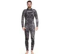 Cressi Castoro Man Monopiece Wetsuit 5 or 7mm, Muta Subacquea Uomo in Neoprene High Stretch Disponibile in 5 o 7 mm, Nero/Grigio Mimetico 5mm, XL