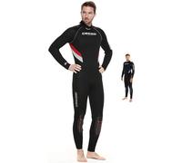 Cressi Castoro Man Monopiece Wetsuit 5 or 7mm, Muta Subacquea Uomo in Neoprene High Stretch Disponibile in 5 o 7 mm, Nero/Rosso 5mm, 2XL