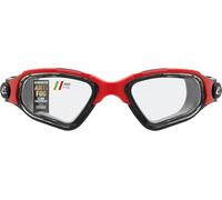 CRESSI Clear Eyes Goggles Black/Red - Occhialini da Nuoto Unisex In Puro Silicone con Trattamento Molecolare Antiappannamento delle Lenti, Nero/Rosso Lenti Chiare, Taglia Unica