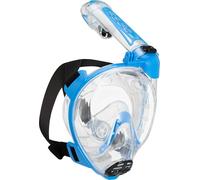 Cressi dal 1946 - Duke Action Full Face Mask - Maschera Integrale CO2 Sicuro Grande Visione Snorkeling No Fog con Tubo Dry e Supporto Action Cam -Trasparente/Blu - S/M - Unisex