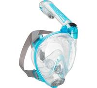 Cressi dal 1946 - Duke Action Full Face Mask - Maschera Integrale CO2 Sicuro Grande Visione Snorkeling No Fog con Tubo Dry e Supporto Action Cam - Trasparente/Acquamarina - M/L - Unisex