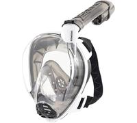 CRESSI dal 1946-Komodo Full Face Maschera Integrale Dry da Snorkeling Visione a 180°-CO2 Sicuro-Silicone 100% Anti Appannamento-Snorkel Laterale-Cinghie Elastiche Regolabili-Bianco/Nero-M/L