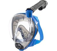 CRESSI dal 1946-Komodo Full Face Maschera Integrale Dry da Snorkeling Visione a 180°-CO2 Sicuro-Silicone 100% Anti Appannamento-Snorkel Laterale-Cinghie Elastiche Regolabili-Blu/Nero-S/M