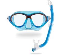 CRESSI dal 1946 - Moon Kid + Top - Set Combinato Maschera Moon e Snorkel Top Ideale per Snorkeling e Nuoto per Bambini dai 7 ai 15 Anni - Blu/Arancio - Taglia Unica