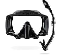 Cressi dal 1946 - SF1 & Dry Combo - Set Maschera Frameless Squadrata con Lente Temperata + Snorkel Dry Ideale per Immersioni Apnea e Snorkeling, Nero/Nero, Taglia Unica Unisex