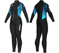 CRESSI dal 1946 Velvet Lady-Muta Monopezzo Donna in Neoprene Bifoderato Ultra Stretch 3mm con Cerniera Anteriore Diagonale per una Comoda procedura di Vestizione e Svestizione-Nero/Turchese-S/2