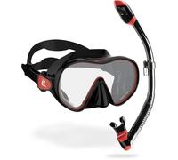 CRESSI F-Dual + Supernova Dry Combo Black/Red - Combo Set Unisex Maschera F-Dual e Dry Snorkel per Snorkeling e Immersioni, Nero/Rosso, Taglia Unica