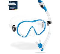 CRESSI F-Dual + Supernova Dry Combo Clear/Blue - Combo Set Unisex Maschera F-Dual e Dry Snorkel per Snorkeling e Immersioni, Trasparente/Blu, Taglia Unica