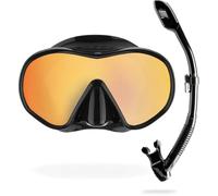 CRESSI F-Dual+Supernova Dry-Combo Set Snorkeling-Nero 380 UV Blu/Arancio