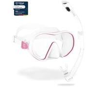 CRESSI F-Dual + Supernova Dry Combo White Pink/Clear White - Combo Set Unisex Maschera F-Dual e Dry Snorkel per Snorkeling e Immersioni, Bianco Rosa/Trasparente Bianco, Taglia Unica