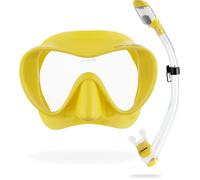 CRESSI F1 Combo Set - Combo Set Maschera Frameless F1 & Snorkel Dry per Immersioni e Snorkeling, Giallo, Taglia Unica, Unisex