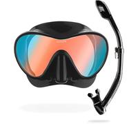 CRESSI F1 Combo Set - Combo Set Maschera Frameless F1 & Snorkel Dry per Immersioni e Snorkeling, Nero Lente Blu Ultravision, Taglia Unica, Unisex