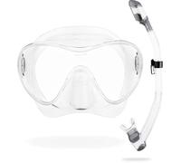 Cressi F1 Combo Set - Combo Set Maschera Frameless F1 & Snorkel Dry per Immersioni e Snorkeling, Trasparente, Taglia Unica, Unisex
